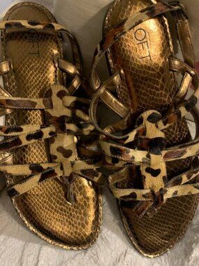 LOFT Gold Leopard Sandals 8.5